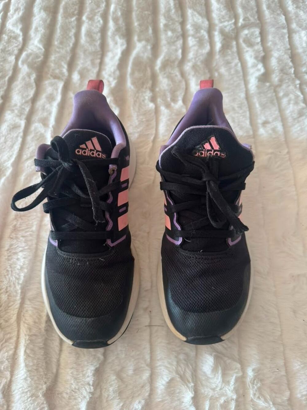 adidas Women's Sneakers Black Purple Pink Lace Up Athletic Shoes US Size 4